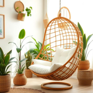 Wicker egg chairs